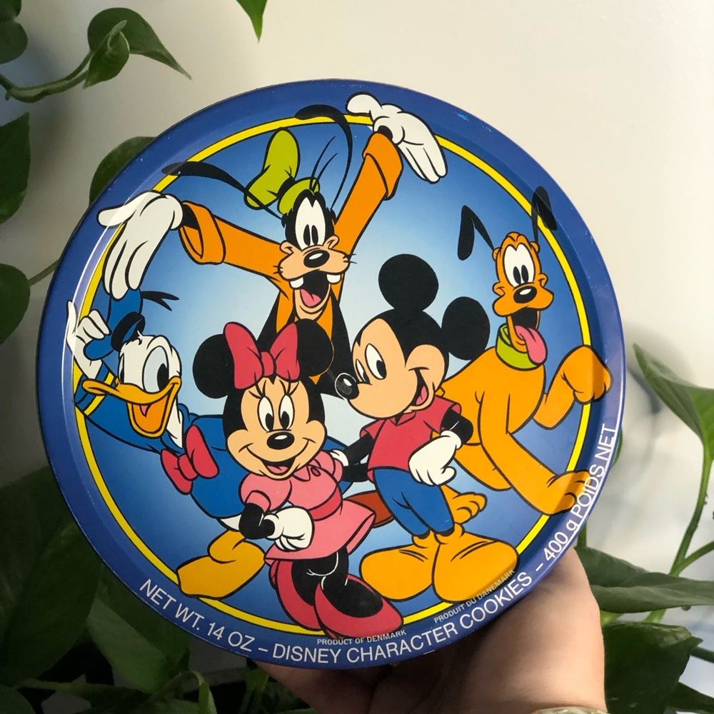 Vintage Disney Character Cookies Metal Tin Container Mickey & Friends